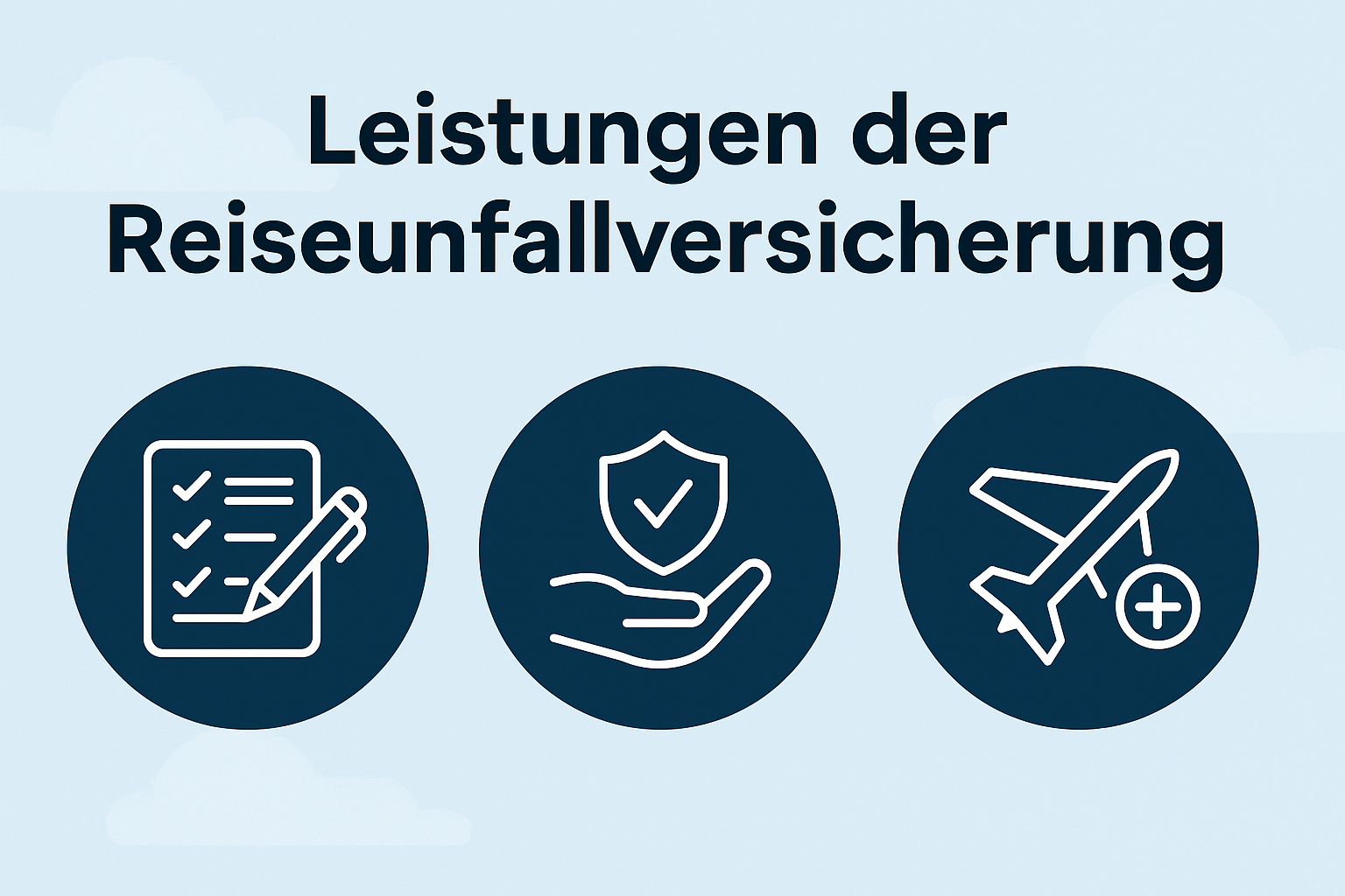 Leistungen-der-Reiseunfallversicherung-AXA-MB-GMBH Grafik in deutscher Sprache mit dem Titel ‚Quick Facts auf einen Blick‘ zur Reiseunfallversicherung, mit Informationen zu Versicherungsschutz, Kostenübernahme, Leistungsumfang und empfohlener Deckungssumme